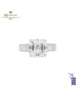 White Gold Asscher & Baguette Cut Diamonds Ring - 7.11ct