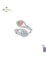 White Gold Pear Cut Light Blue & Pink Diamond Ring - 1.35ct