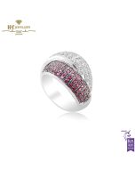 White Gold Brilliant Cut Diamond & Ruby Ring - 0.57ct