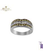 White Gold Princess Cut Diamond & Brilliant Cut Citrine Ring - 1.21ct