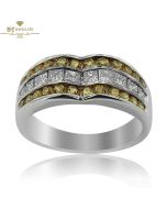 White Gold Princess Cut Diamond & Brilliant Cut Citrine Ring - 1.21ct