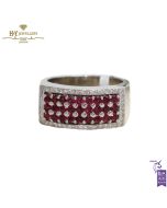 White Gold Brilliant Cut Diamond & Ruby Ring - 1.75 ct