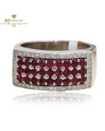 White Gold Brilliant Cut Diamond & Ruby Ring - 1.75 ct