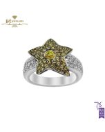 White Gold Brilliant Cut Diamond & Citrine Star Design Ring - 1.33ct