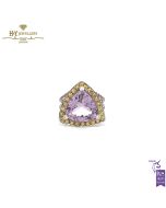 White Gold Triliant Cut Amethyst & Brilliant Cut Citrine with Diamond Mauboussin Ring - 14.57ct