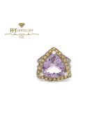 White Gold Triliant Cut Amethyst & Brilliant Cut Citrine with Diamond Mauboussin Ring - 14.57ct