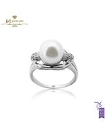 White Gold Pearl & Brilliant Cut Diamond Ring - 0.05 ct