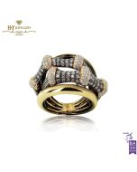 Yellow Gold Brilliant Cut White & Brown Diamond Ring - 2.39ct