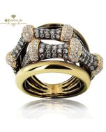 Yellow Gold Brilliant Cut White & Brown Diamond Ring - 2.39ct