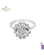 White Gold Brilliant Cut Diamond Floral Shape Engagement Ring - 0.41 ct