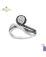 White Gold Brilliant Cut Diamond  & Onyx Ring - 0.52ct