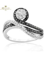 White Gold Brilliant Cut Diamond  & Onyx Ring - 0.52ct