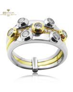 Yellow & White Gold Brilliant Cut Diamond Ring - 0.75 ct