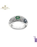 White Gold Brilliant Cut Ruby, Sapphire, Emerald & Diamond Ring - 1.31ct