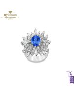 White Gold Oval Cut Tanzanite & Marquise with Brilliant Cut Diamond Ring - 3.82ct