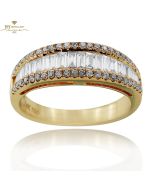 Rose Gold Baguette & Brilliant Cut Diamond Half Eternity Ring - 0.57ct