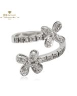 White Gold Brilliant Cut Diamond Flower shape Ring - 0.28ct