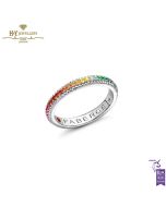 Fabergé Colours of Love White Gold Rainbow Multicoloured Gemstone Fluted Eternity Ring