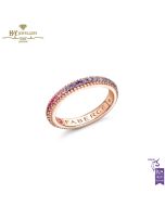 Fabergé Colours of Love Rose Gold Rainbow Multicoloured Gemstone Fluted Eternity Ring