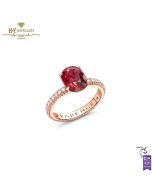 Fabergé Colours of Love Rose Gold No Heat Ruby Fluted Ring with Diamond Shoulders