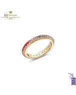 Fabergé Colours of Love Yellow Gold Rainbow Multicoloured Gemstone Fluted Eternity Ring  