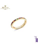 Fabergé Colours of Love Yellow Gold Multicoloured Gemstone Fluted Eternity Ring