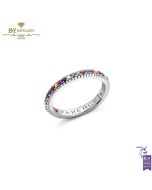 Fabergé Colours of Love White Gold Multicoloured Gemstone Set Fluted Ring