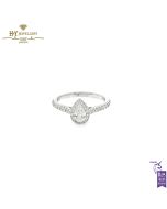 White Gold Pear & Brilliant Cut White Diamond Ring - 0.60ct