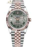 Rolex Datejust Steel & Rose Gold  "Wimbledon" Slate Roman Dial & Fluted Bezel - ref 126331 