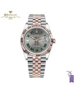 Rolex Datejust Steel & Rose Gold  "Wimbledon" Slate Roman Dial & Fluted Bezel - ref 126331 