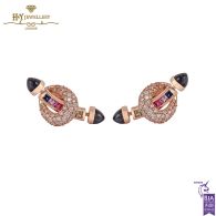 Ananya Chakra Bar Earring  Rose Gold Labradorite Multi Sapphire & Diamonds -2.58ct