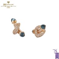 Ananya Chakra Bar Earring Yellow Gold Diamond & Blue Topaz -  2.60ct