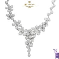 White Gold Brilliant Cut Diamond Pear Design Lily of The Valley Necklace - 13.56ct