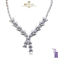 White Gold Brilliant Cut Diamond Tulip Shape Necklace - 3.80ct