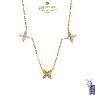 Yellow Gold Flower Trio Diamond Necklace - 0.88ct