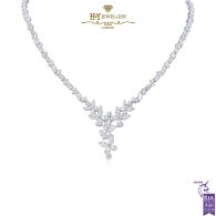 White Gold Classic Mix Cut Butterfly Design Diamond Necklace - 24.30ct