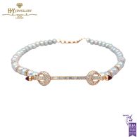 Ananya Chakra Bead Necklace Rose Gold, Grey Pearl, Ruby & Diamond - 2.38ct 