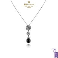 Whit Gold Pear Cut Sapphire & Brilliant Cut Diamond Pendant - 1.49ct