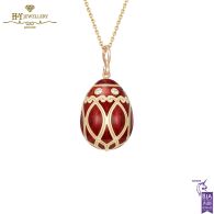 Fabergé Heritage Palais Rose Gold Diamond & Red Guilloché Enamel Egg Pendant