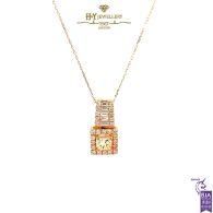 Yellow Gold Pendant Princess Cut & Baguette Cut Diamond - 0.87ct