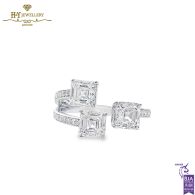 White Gold Triple Asscher Cut & Brilliant Cut Diamond Ring - 3.03ct