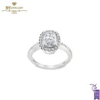 White Gold Cushion & Round Brilliant Cut Engagement Ring - 1.60ct