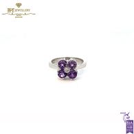 White Gold Brilliant Cut Diamond & Amethyst Ring - 1.41ct