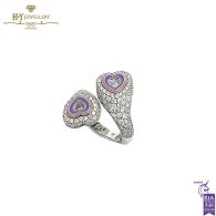Gemini Heart Enamel White Gold & Diamond Ring - 1.61ct