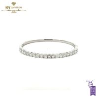 White Gold Asscher Cut Diamond Bangle - 4.75ct