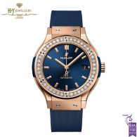 Hublot Classic Fusion King Gold Blue Diamonds Rose Gold - ref 565.OX.7180.RX.1204