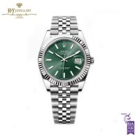Rolex Date Just Mint Green Dial Stainless Steel & White Gold - ref M126334-0028