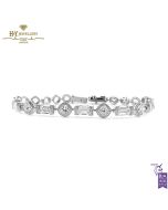 White Gold Mixed Cut Diamond Bracelet - 6.72ct
