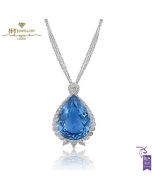 White Gold Pear Cut Large Spinel & Brilliant Cut Diamond Necklace - 41.00ct