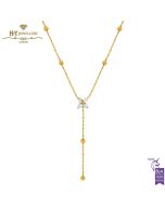Yellow Gold Brilliant Cut Diamond Flower Droplet Necklace - 0.29ct